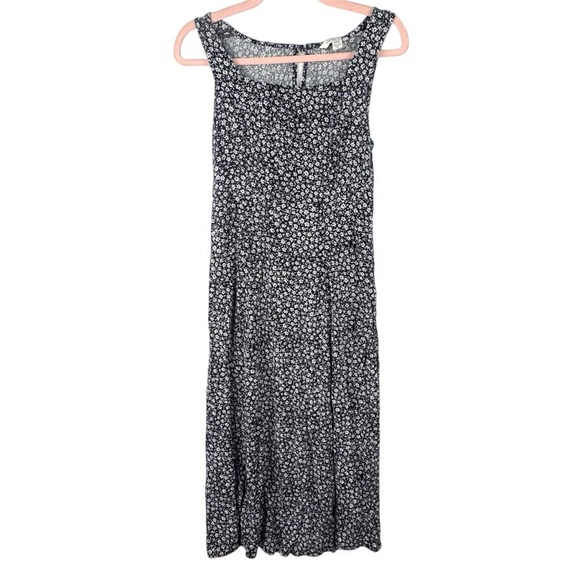 American Eagle Outfitters Black and White Square Neck Sundress Front Slit M 90s - Picture 4 of 11